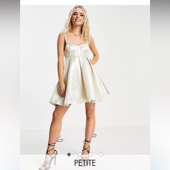 Petite Champagne Gold Babydoll Dress - Picture 5 of 6